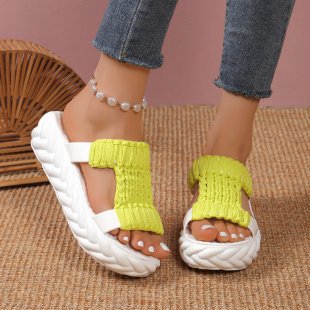 Damen nan handgewebte geflochtene Plateau-Sandalen mit ergonomischer Polstersohle Drune