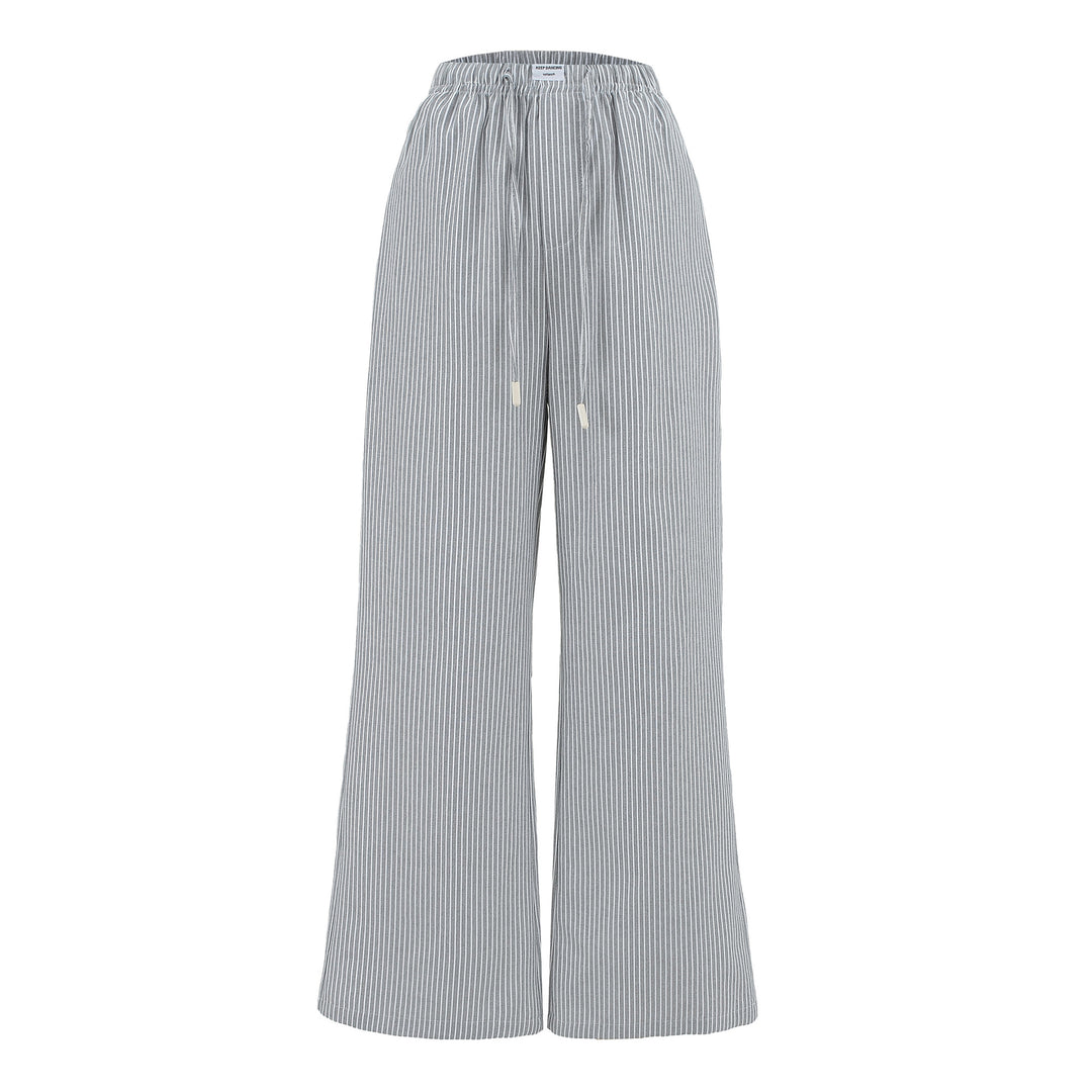 Damen Weite Jersey-Hosen im lässigen Streifen-Look mit elastischem Bund und Kordelzug Drune