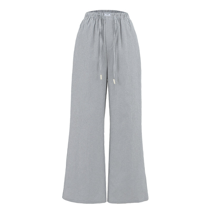Damen Weite Jersey-Hosen im lässigen Streifen-Look mit elastischem Bund und Kordelzug Drune