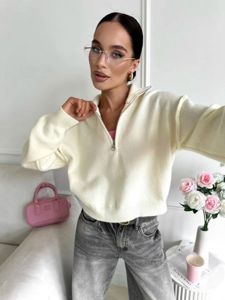 Damen Modischer Pullover mit praktischem Halbreißverschluss Drune