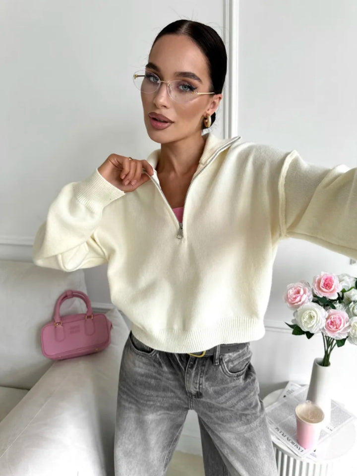 Damen Modischer Pullover mit praktischem Halbreißverschluss Drune