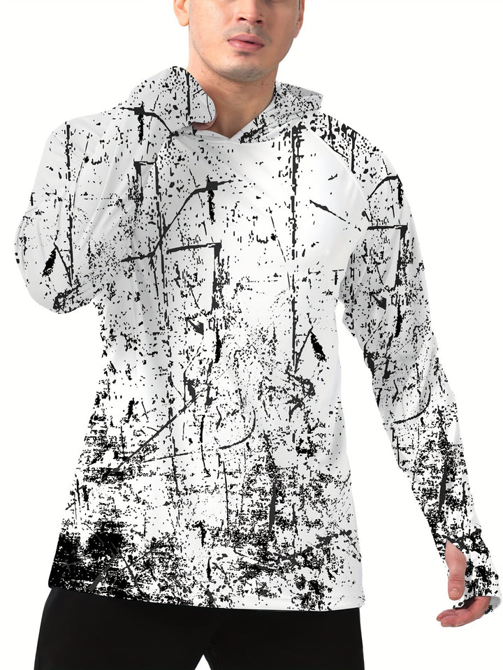 Herren Sportlicher Kapuzenpullover mit abstraktem Druck