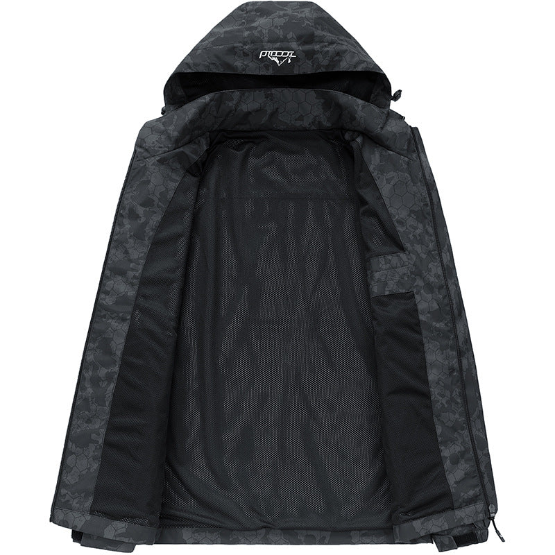 Herren Leichte Outdoor-Jacke mit Kapuze und Print Drune