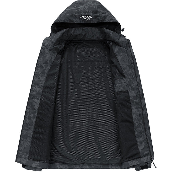 Herren Leichte Outdoor-Jacke mit Kapuze und Print Drune