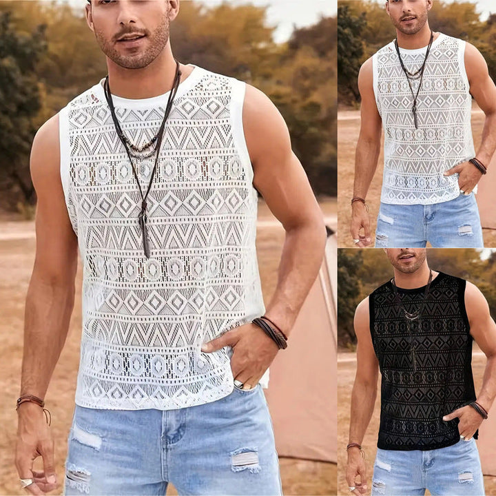 Herren Ärmelloses Netzshirt mit strukturiertem Design Drune