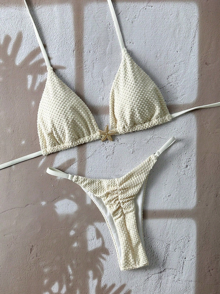 Damen Triangel-Bikini mit strukturiertem Stoff und maritimen Details Drune