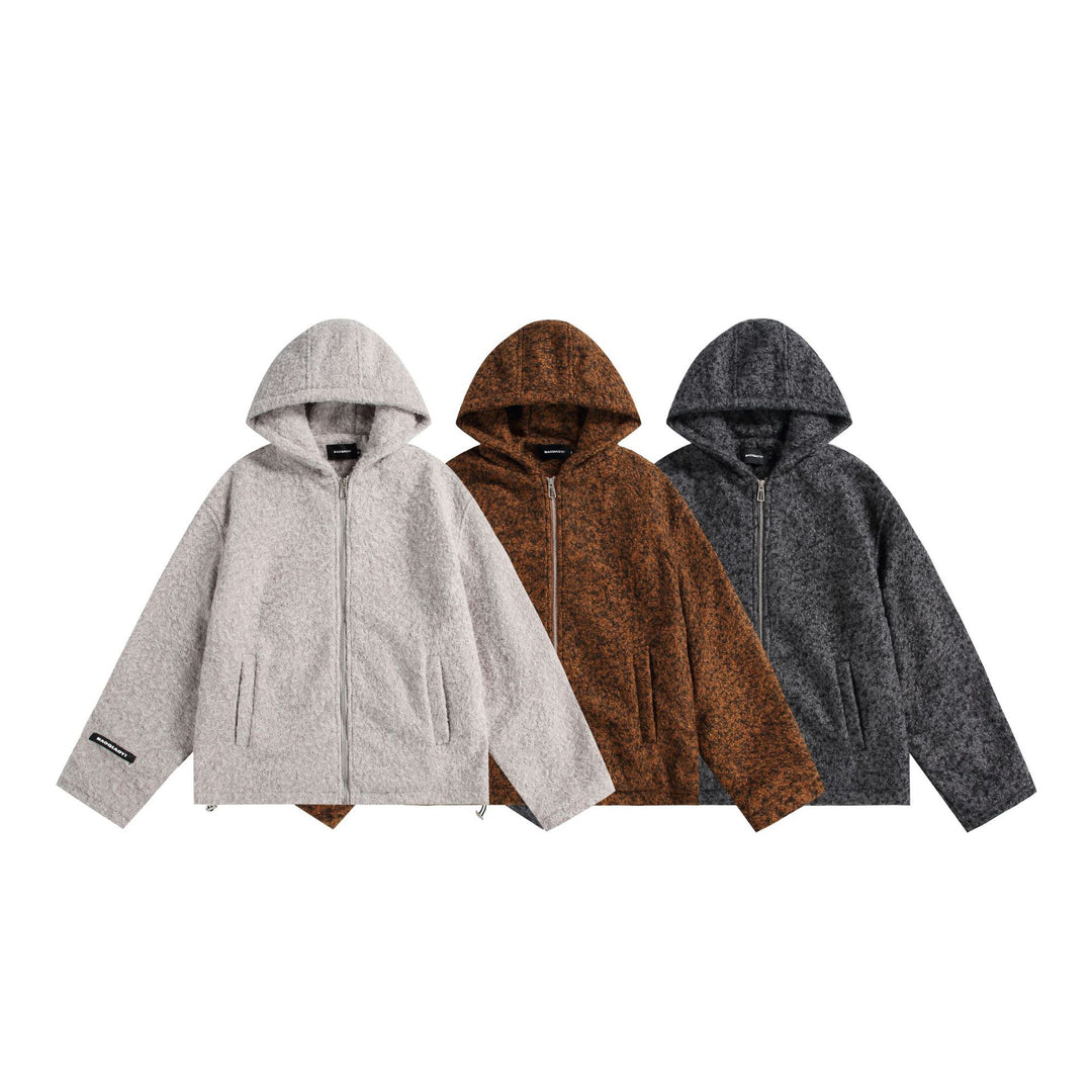 Damen Kapuzenblouson aus Wollmix mit voluminöser Struktur und Reißverschluss Drune