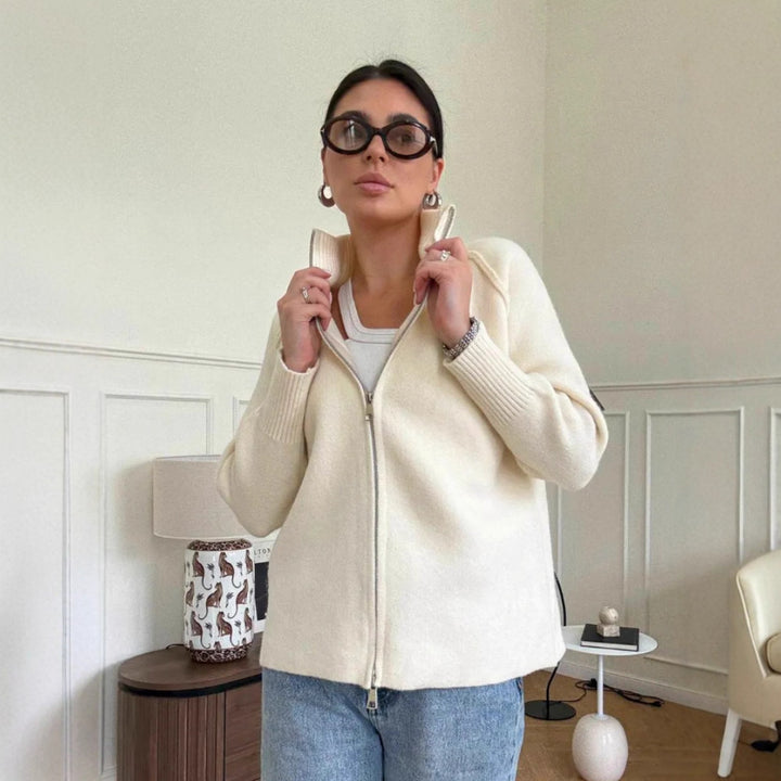 Damen Modische Strickjacke mit Reißverschluss Drune