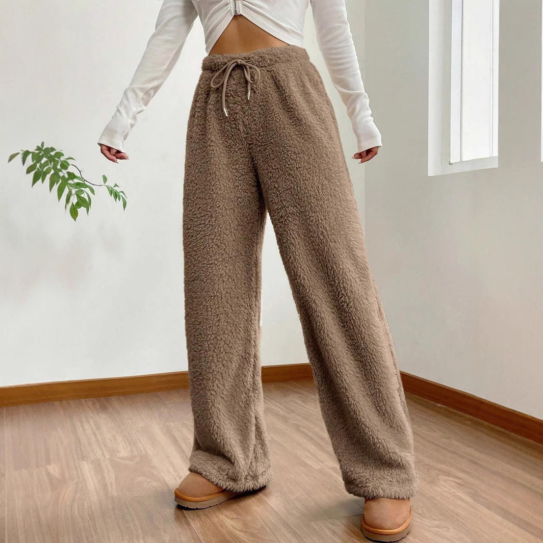 Damen Plüschstoff Freizeithose Drune