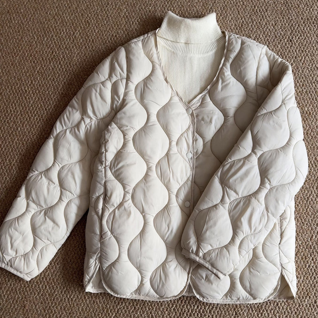 Damen Lange Steppjacke Drune