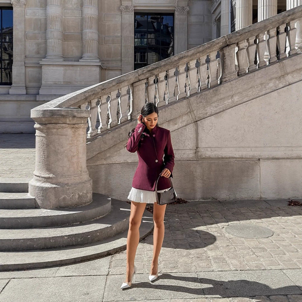 Damen Taillierter Blazer mit skulpturierter Taille, asymmetrischem Knopfdetail und verlängertem Saum Drune