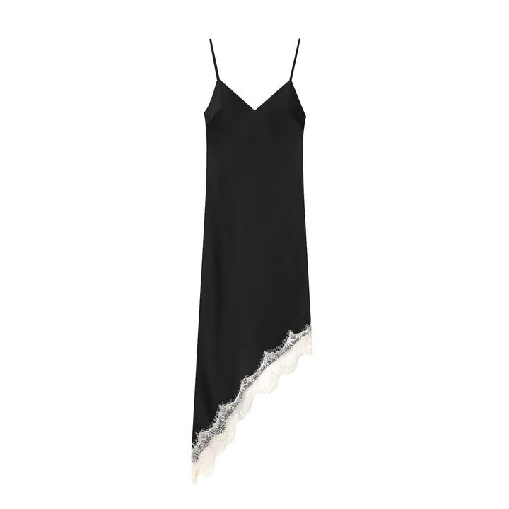 Damen Satin Nachthemd mit elegantem Spitzenbesatz Drune