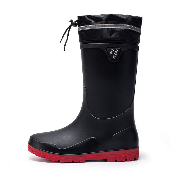 Herren Outdoor-Gummistiefel mit Thermokragen, Zugkordelverschluss und rutschfester Profilsohle Drune