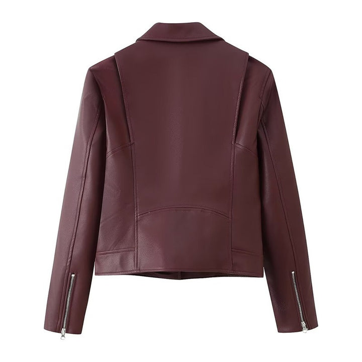 Damen Bikerjacke aus veganem Leder mit asymmetrischem Reißverschluss Drune