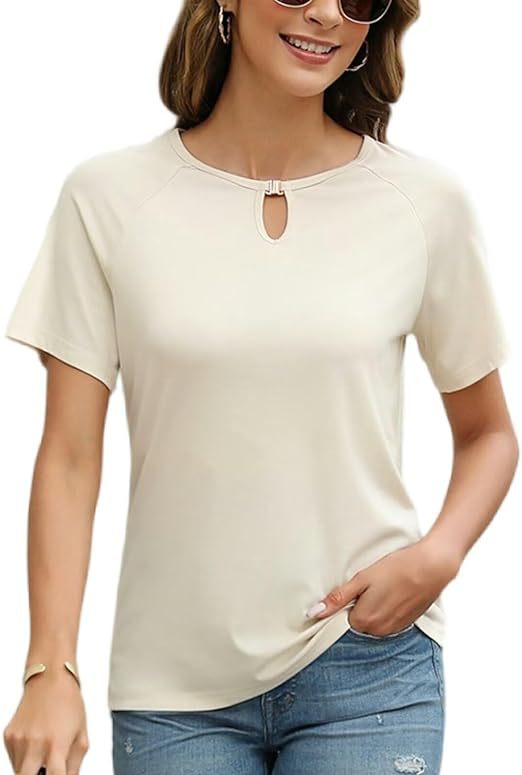 Damen modisches T-Shirt mit dekorativem Schlitz Drune