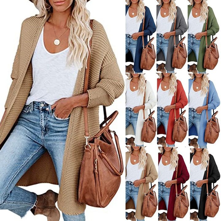 Damen Langer Strickcardigan mit offenen Fronten und lässigem Schnitt Drune