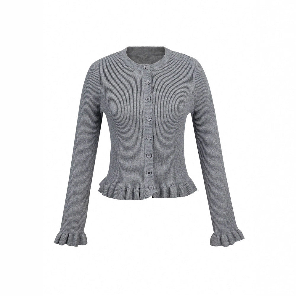 Strickjacke Damen kurzarm mit Wellenkante
