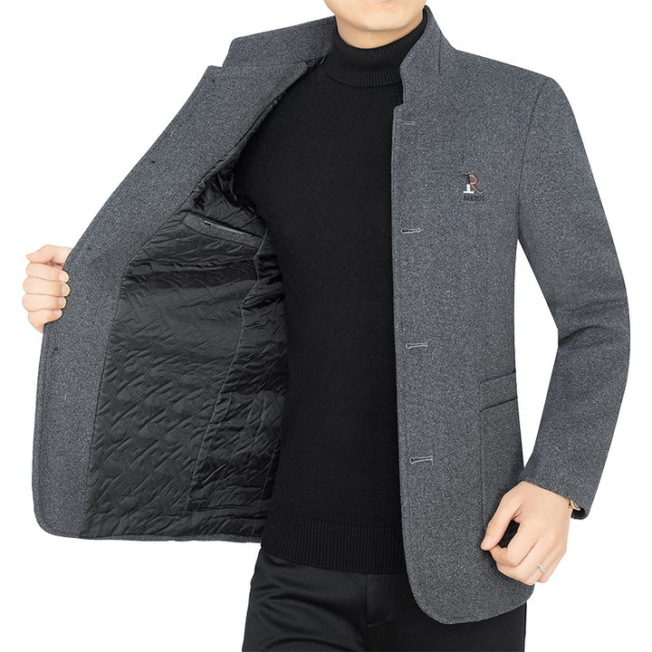 Herren Eleganter Wollmix-Kurzmantel im Mandarin-Kragen mit gesteppter Thermo-Innenfütterung Drune