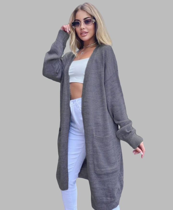 Damen Grobstrick-Cardigan mit großzügigen Taschen und offenem Schnitt Drune