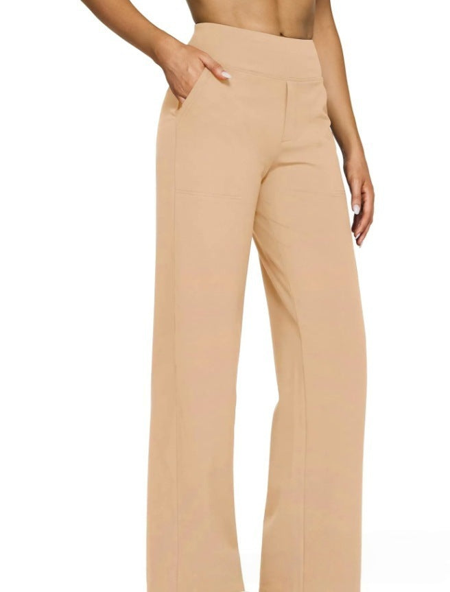 Damen Palazzo Yoga-Hosen mit hohem Bund, weitem Bein und Seitentaschen Drune
