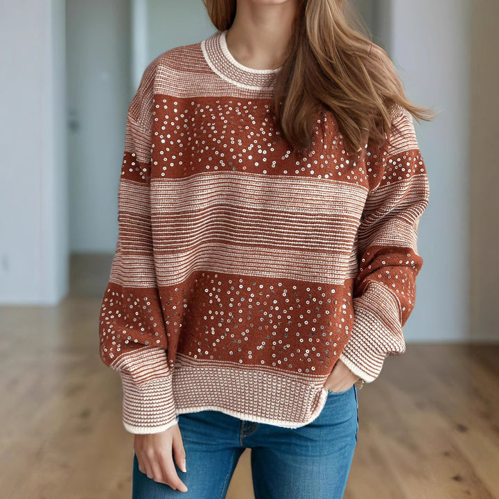 Damen modischer Pullover mit funkelnden Applikationen Drune