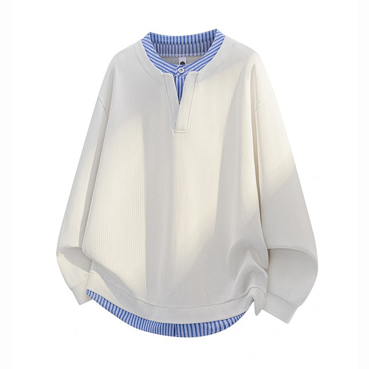 Herren Oversize-Struktur-Sweatshirt mit Hemd-Layer-Effekt Drune