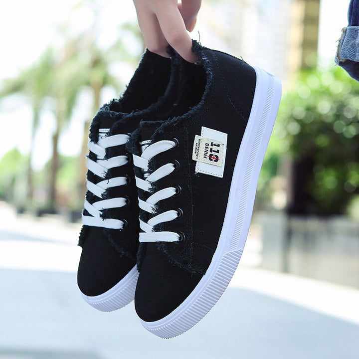 Damen Backless Denim-Slip-On Sneaker mit Schnürdetail und gepolstertem Fußbett Drune