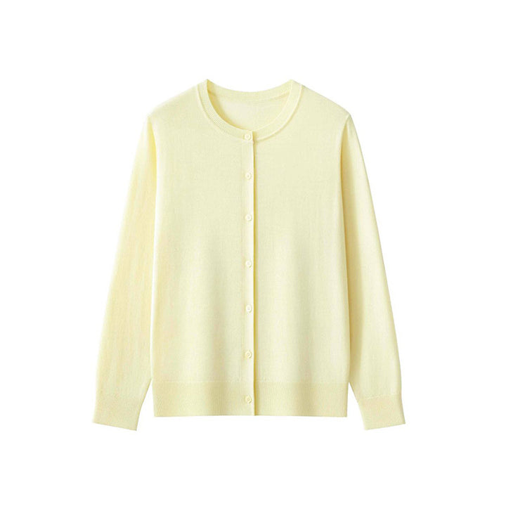 Damen Feinstrick-Cardigan mit Rundhalsausschnitt und Knopfleiste Drune