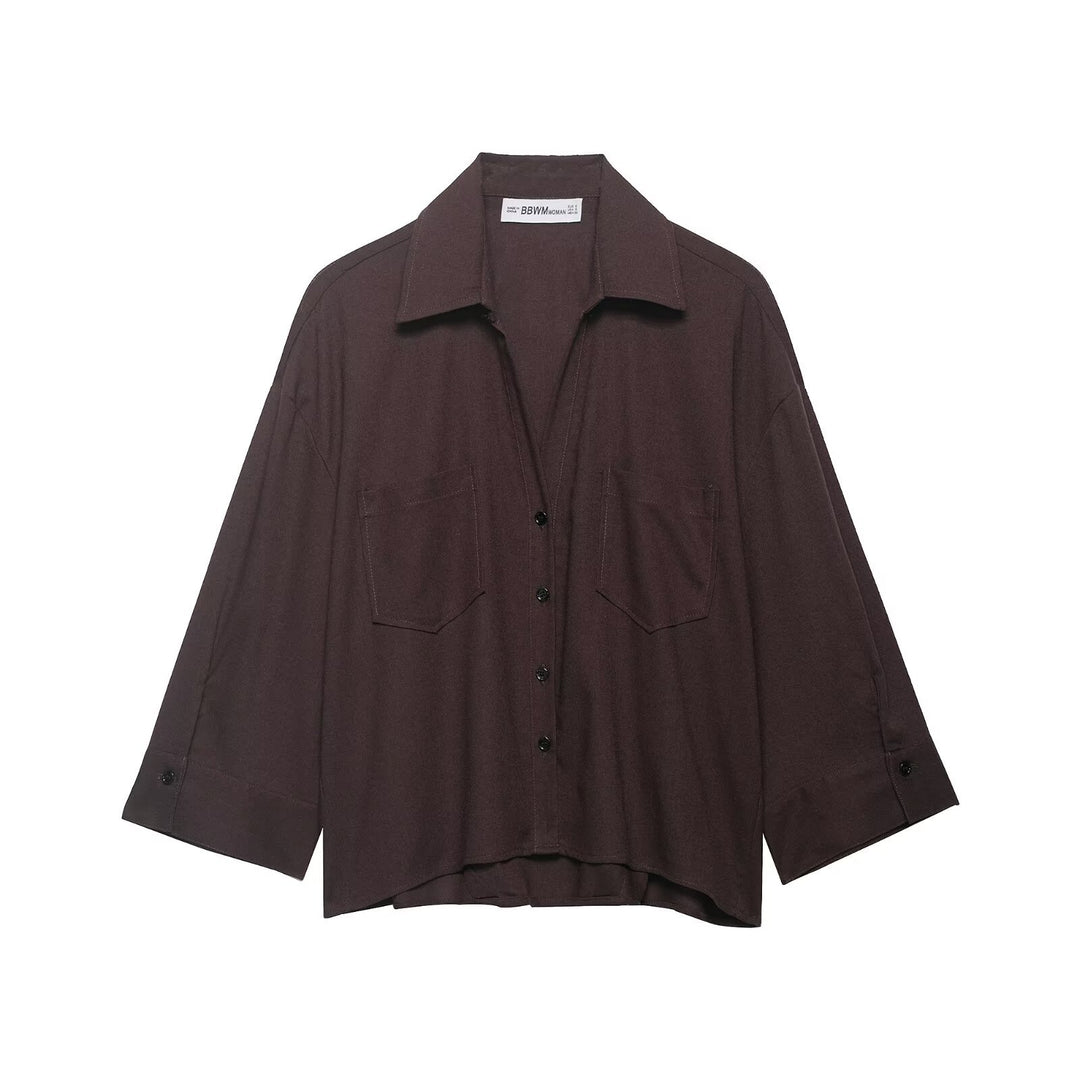 Damen Oversize-Hemdbluse mit feinem Streifenmuster, Brusttaschen und High-Low-Saum Drune