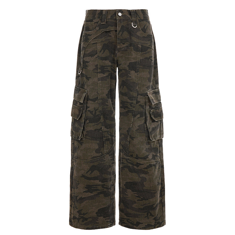Damen High-Waist Oversized Cargo-Cordhose mit Multi-Pocket und D-Ring Drune