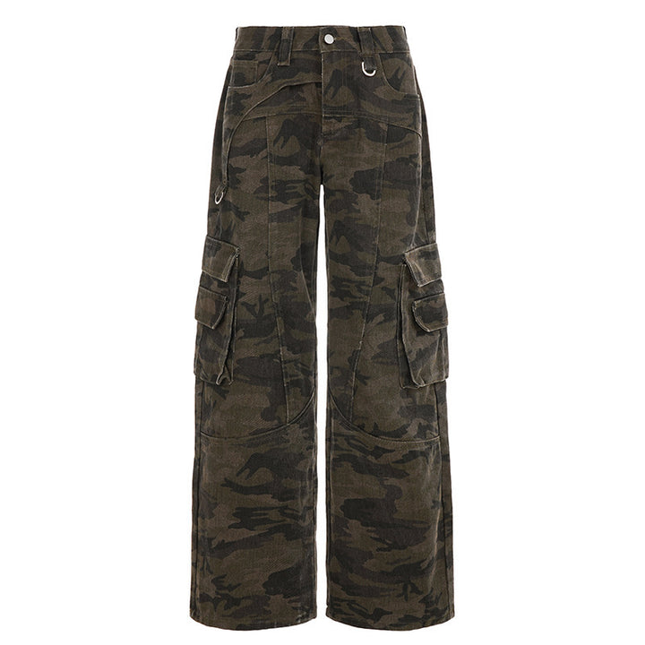 Damen High-Waist Oversized Cargo-Cordhose mit Multi-Pocket und D-Ring Drune