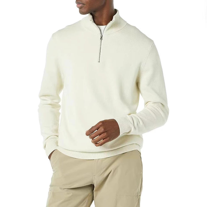 Herren eleganter Rollkragenpullover mit durchgehendem Reißverschluss Drune