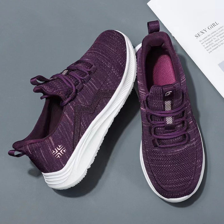 Damen nan gestrickte Slip-On-Sneaker mit elastischer Schnürung, gepolsterter Innenfütterung und dämpfender Profilsohle Drune