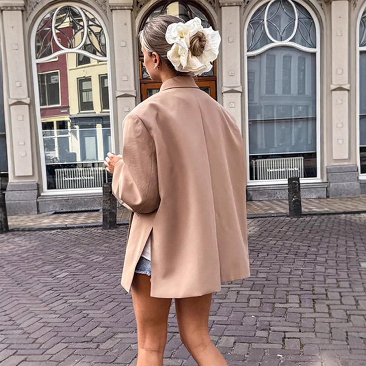 Damen Oversize-Blazer mit kastiger Silhouette, verdeckter Verschluss und Pattentaschen Drune