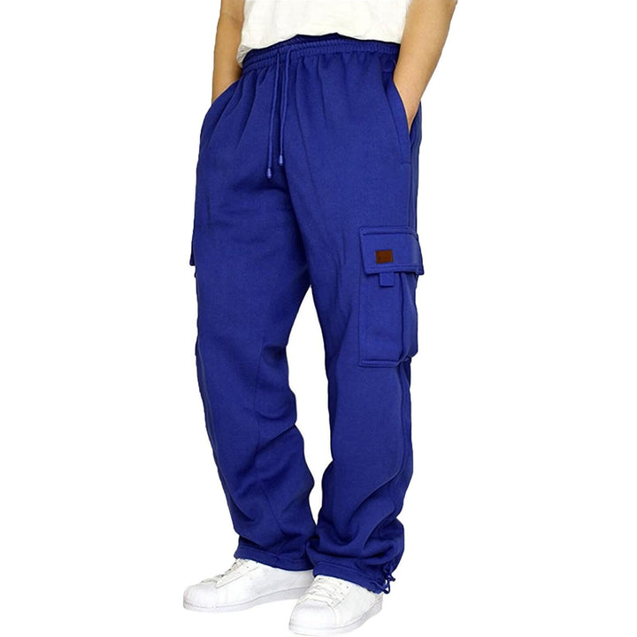 Herren nan konisch zulaufende Sweat-Cargohose mit elastischem Bund, Kordelzug und Klappentaschen Drune