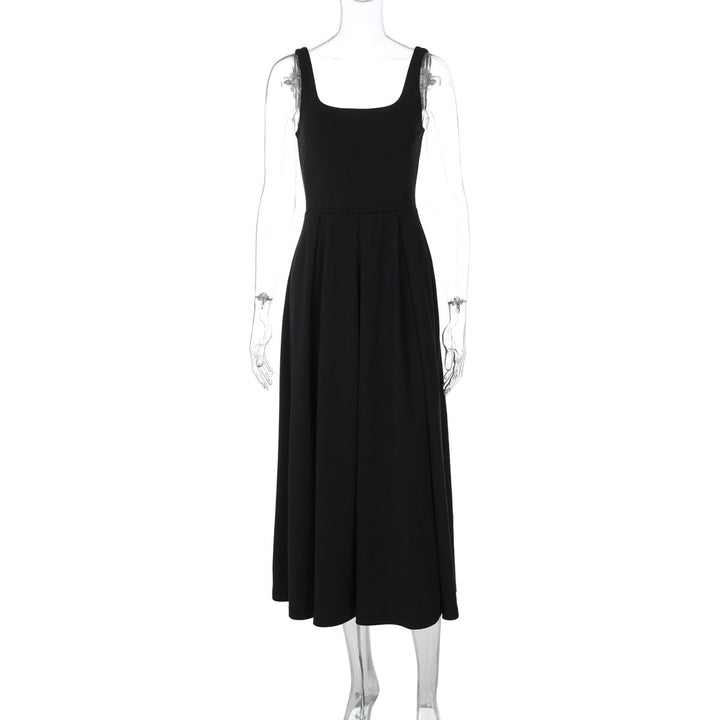 Damen Elegantes Maxikleid mit A-Linie und breiten Trägern Drune