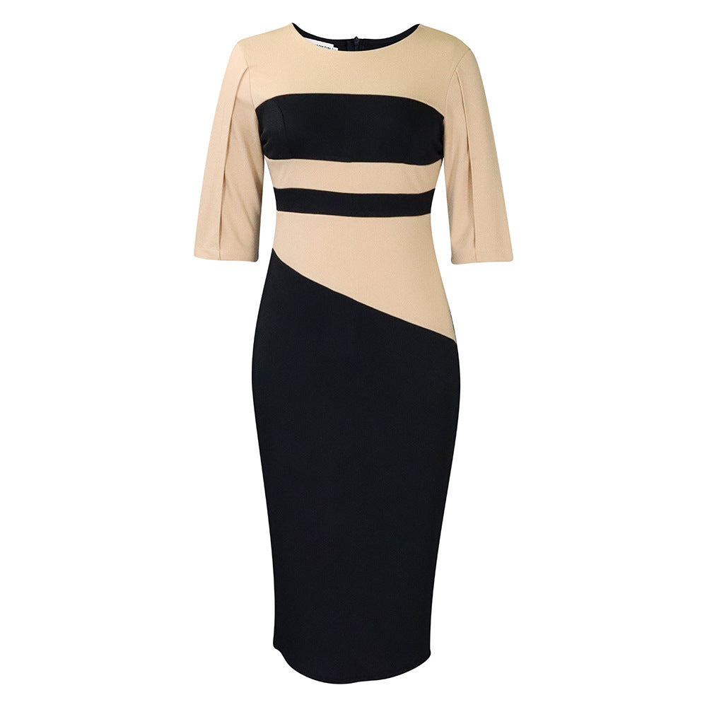 Damen Figurbetontes Kleid mit asymmetrischem Design und eleganten Ärmeln Drune