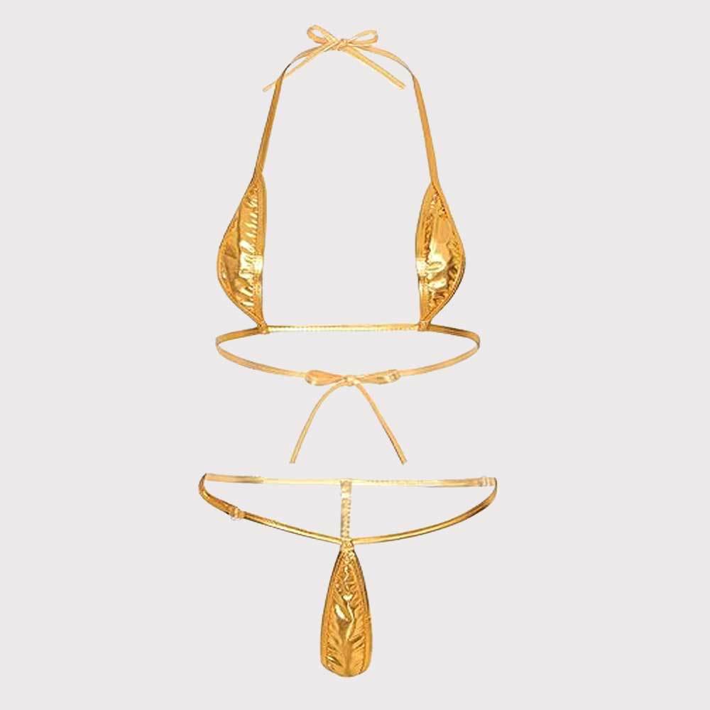 Damen Bikini-Set mit glänzendem Design und verstellbaren Trägern Drune