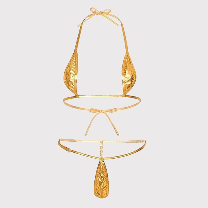Damen Bikini-Set mit glänzendem Design und verstellbaren Trägern Drune