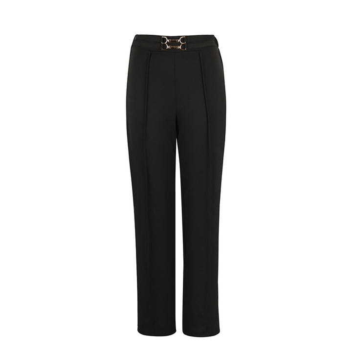 Damen Elegante High-Waist-Hose mit modischem Doppelschnallen-Detail Drune