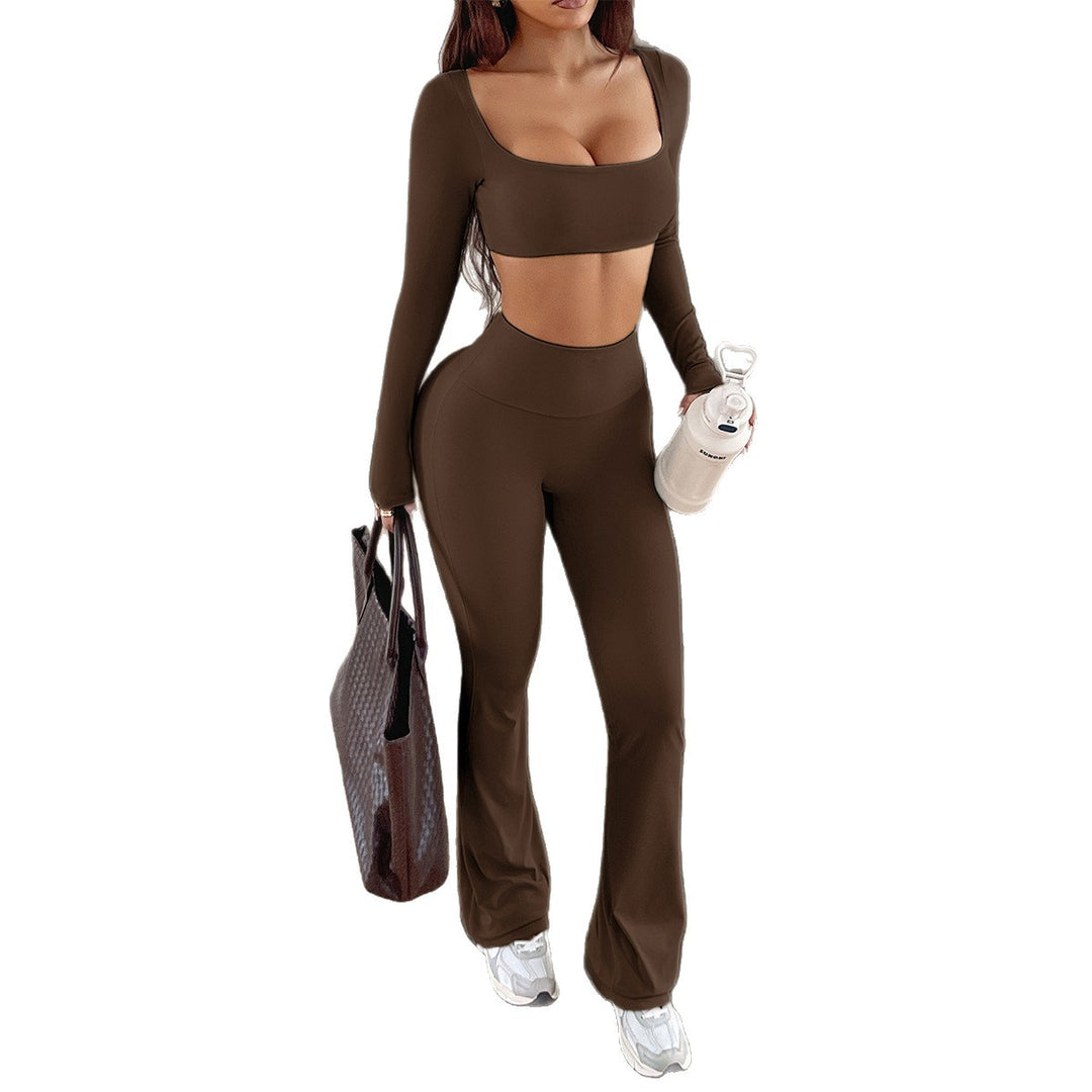Damen Sportliches Zweiteiliges Set mit Langarmoberteil und Schmalen Leggings Drune