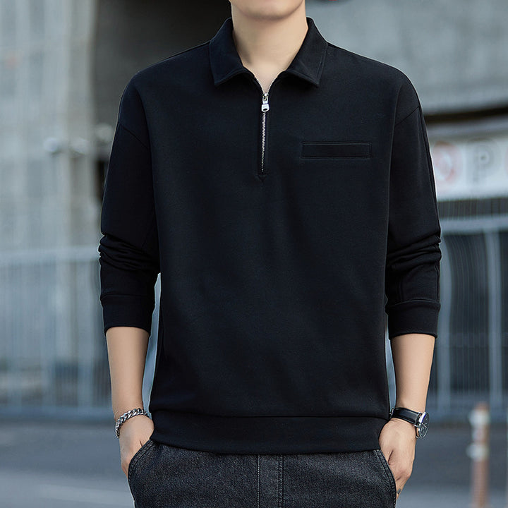 Herren Halbzip-Sweatshirt mit Polokragen und Brustleistentasche Drune