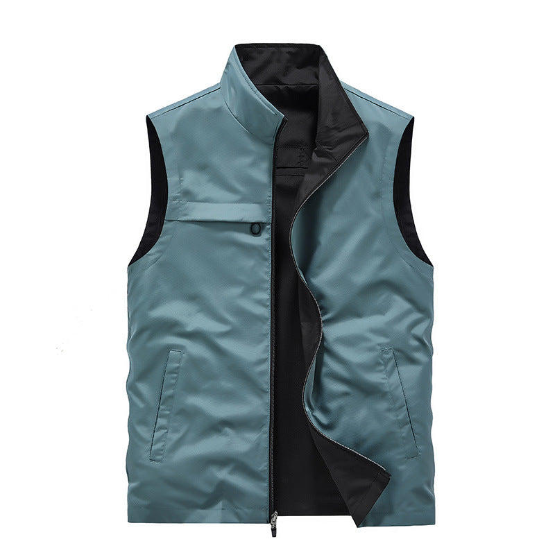Herren Ärmellose Softshell‑Weste mit Zweiwege‑Reißverschluss und Multifunktions‑Taschen Drune