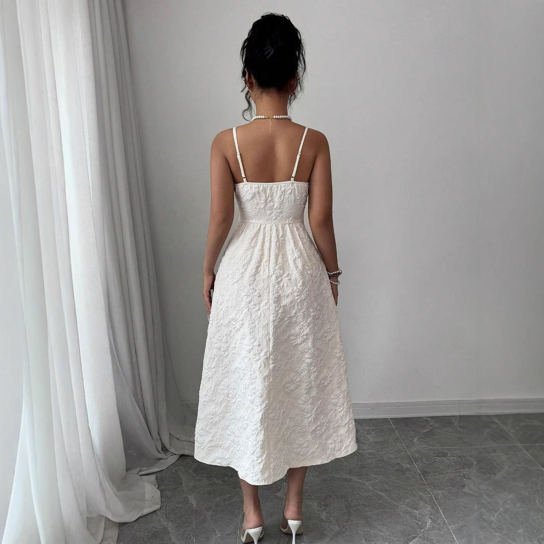 Damen Midikleid mit zarter Blumenstickerei Drune
