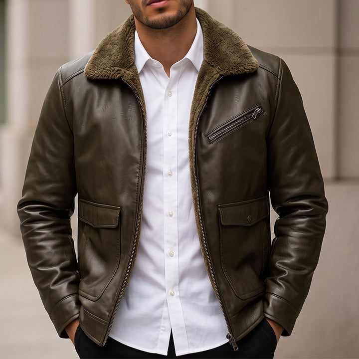 Herren Elegante Kunstlederjacke im Vintage-Stil Drune