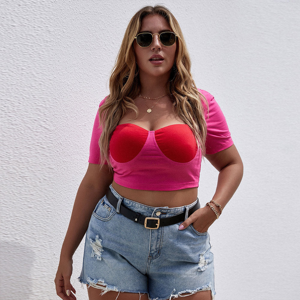 Damen Cropped Top mit raffiniertem Bustier-Design und kurzen Ärmeln Drune