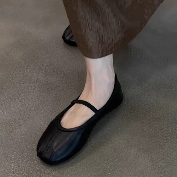 Damen Bequeme Ballerinas mit elastischem Riemen und weichem Innenfutter Drune