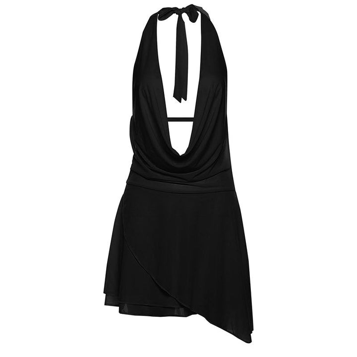 Damen Halterkleid mit elegantem Wasserfall-Ausschnitt Drune