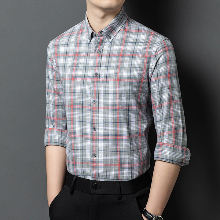 Herren Karoshirt mit modernem Button-Down-Kragen und atmungsaktiver Baumwollqualität Drune