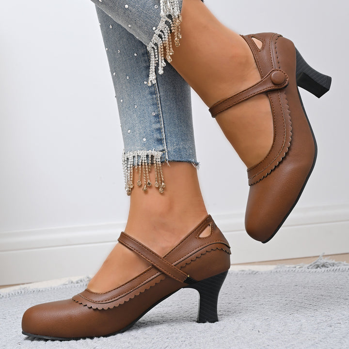 Damen Elegante Mary Jane Absatzschuhe mit verzierten Riemen und anatomischem Fußbett Drune
